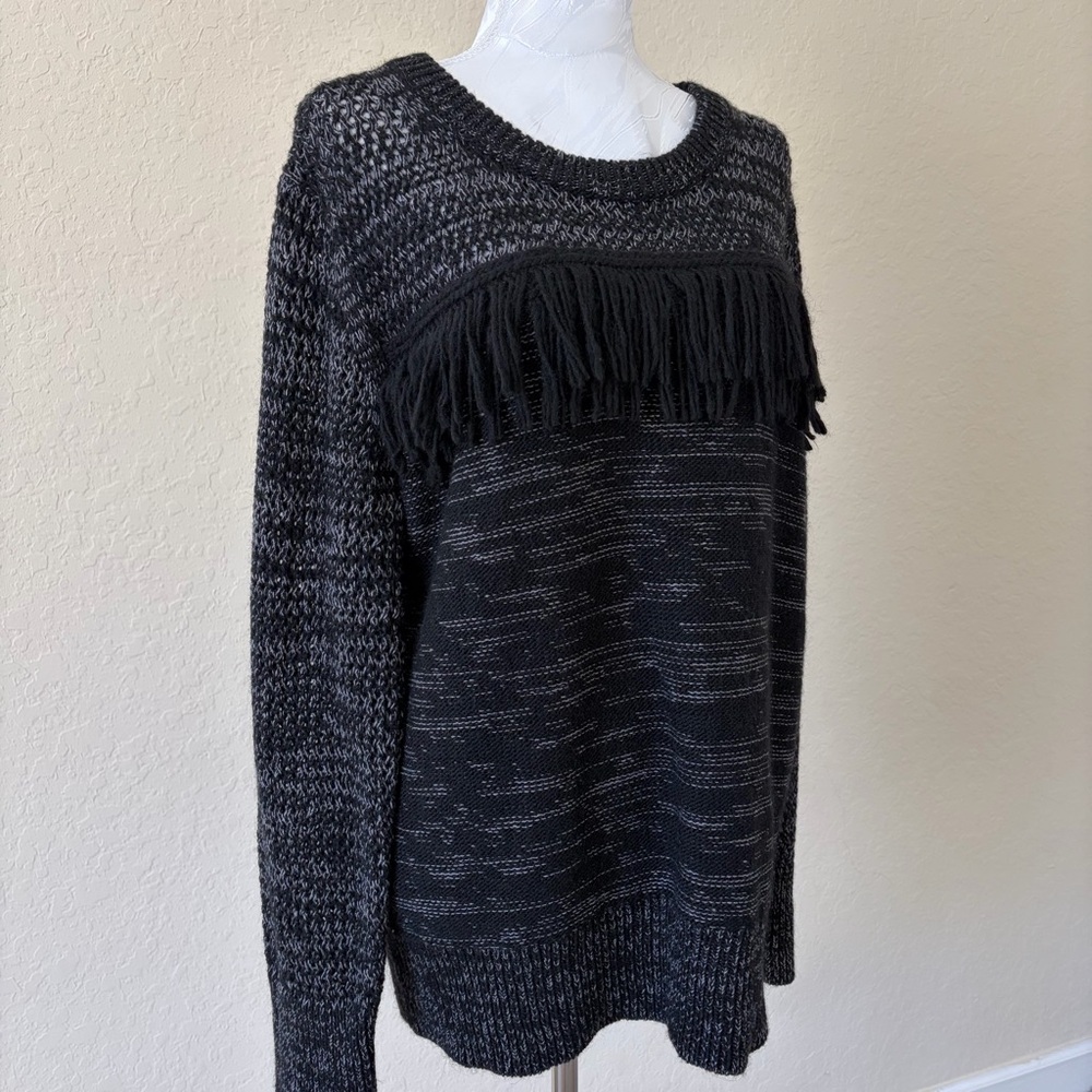 Fringe Knit Banana Republic Wool Alpaca‎ Blend Sweater Black Gray Size XL